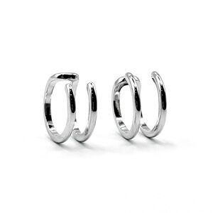 925 Sterling Silver Jacket Earrings Ear Cuffs Piercing Clip On Earrings